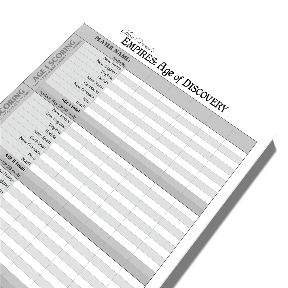 Empires: Age of Discovery - Extra Score Pad
