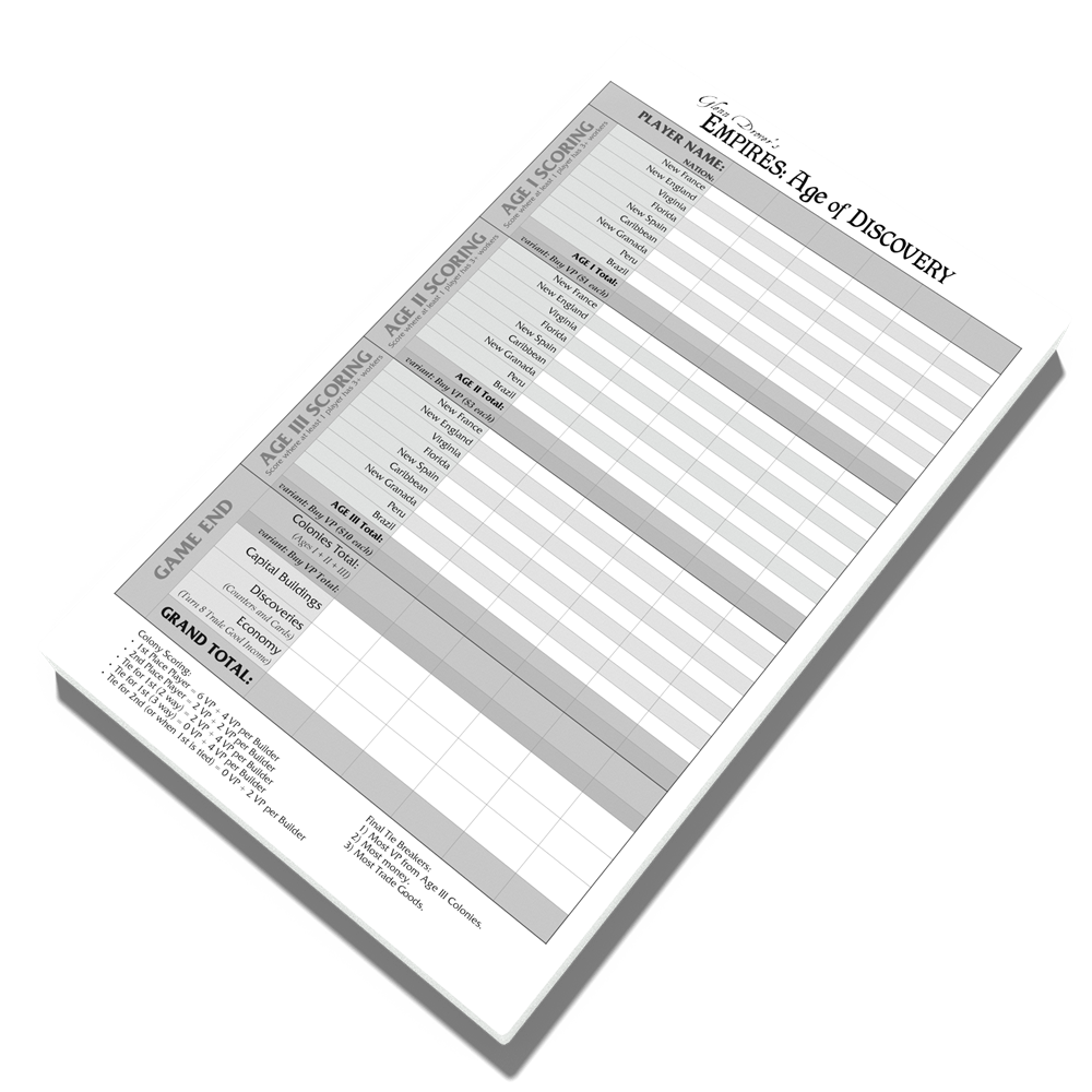 Empires: Age of Discovery - Extra Score Pad