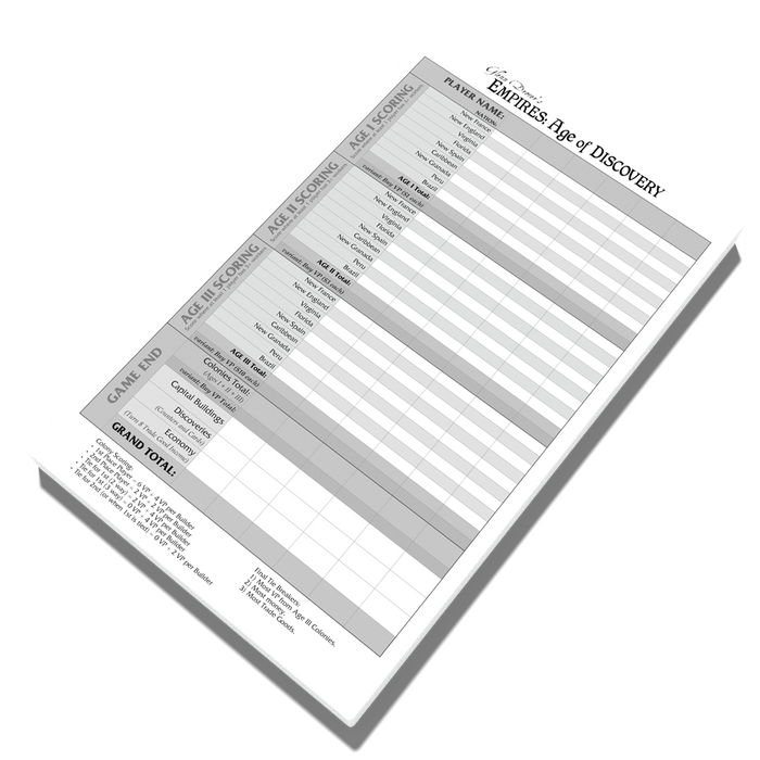 Empires: Age of Discovery - Extra Score Pad
