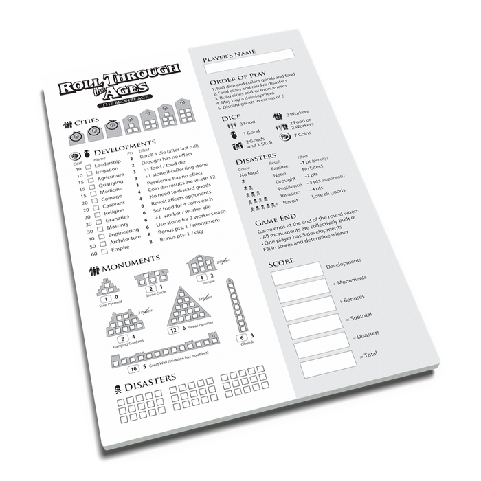 Roll Through The Ages: The Bronze Age - Extra Score Pad