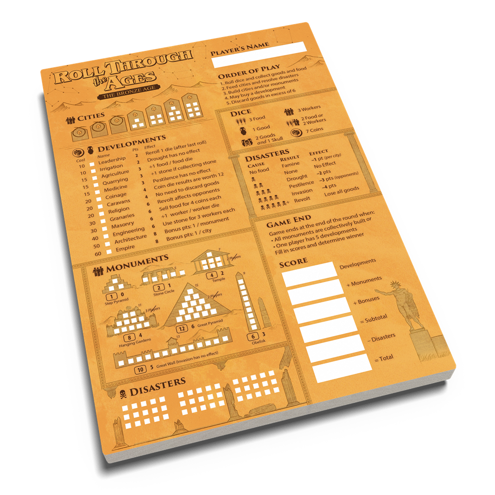 Roll Through The Ages: The Bronze Age - EGG Exclusive Scorepad