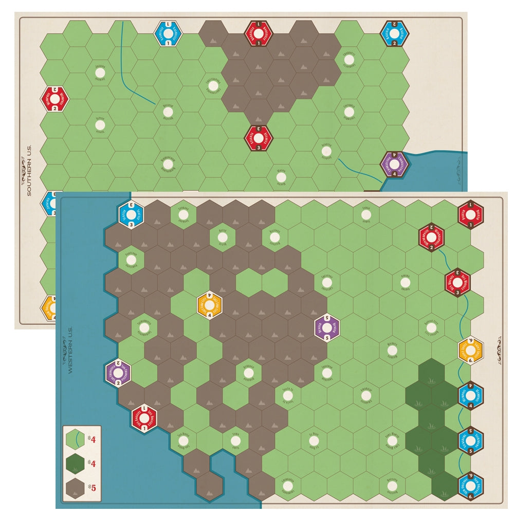 Age of Steam Deluxe: Replacement Maps (Rust Belt, Germany, Southern US, & Western US)