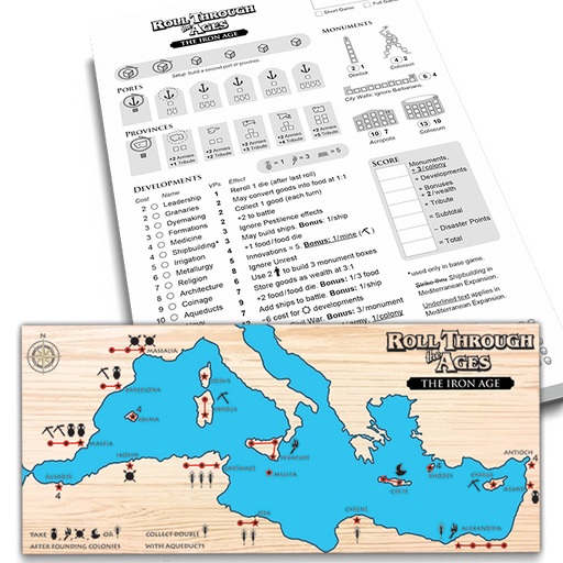 Roll through the Ages: The Iron Age - Mediterranean Expansion + Extra Score Pad