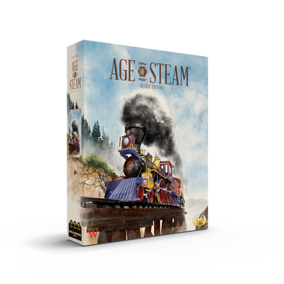 Eagle-Gryphon Games 공식 스토어 페이지의 Age of Steam Deluxe Edition 제품 박스 이미지